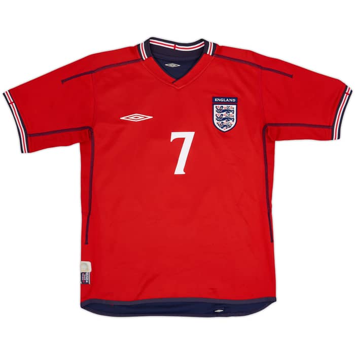2002-04 England Away Shirt Beckham #7 - 8/10 - (S)