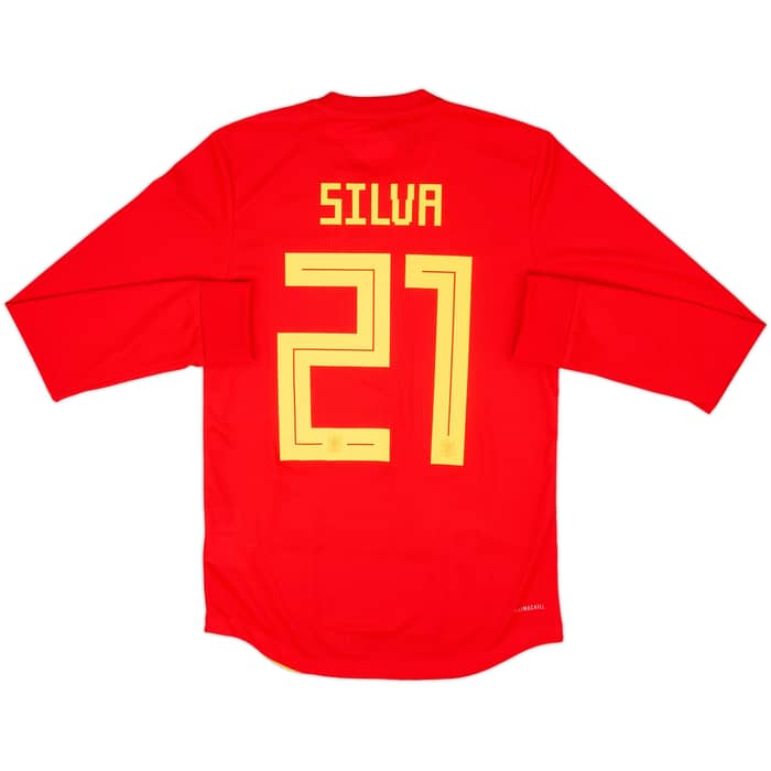 2018-19 Spain Player Issue Home L/S Shirt Silva #21 (S)