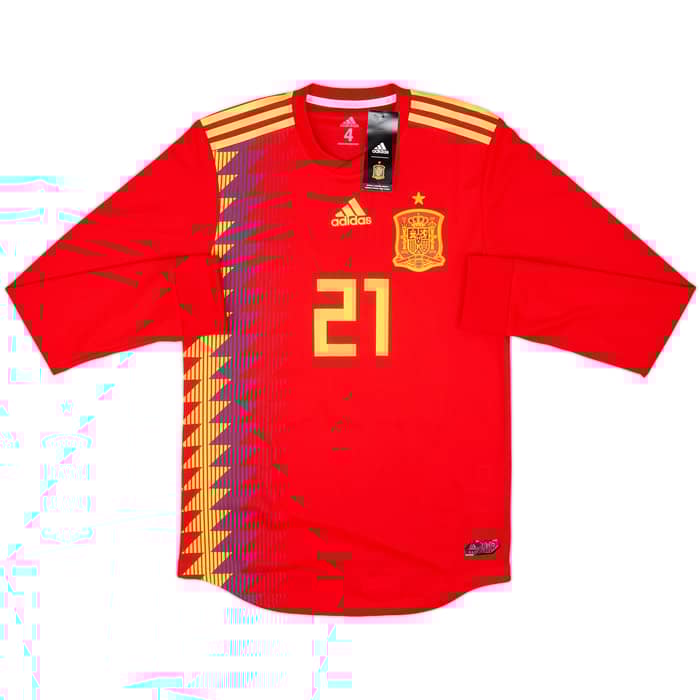2018-19 Spain Player Issue Home L/S Shirt Silva #21 (S)