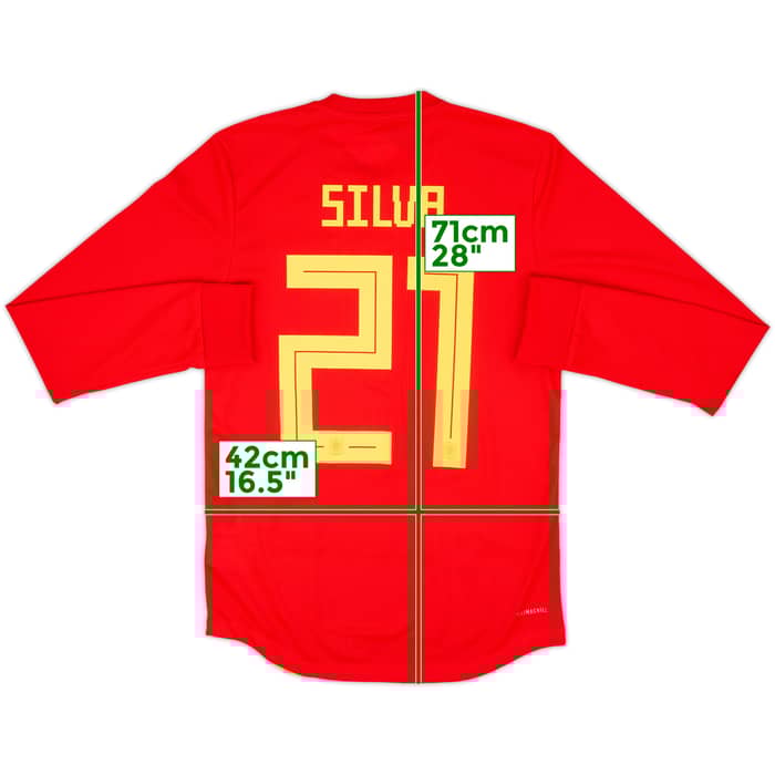 2018-19 Spain Player Issue Home L/S Shirt Silva #21 (S)