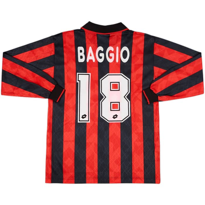 1995-96 AC Milan Home L/S Shirt Baggio #18 (M)