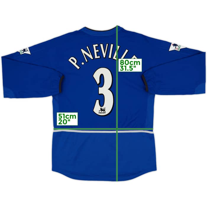 2002-03 Manchester United Third L/S Shirt P.Neville #3 - 9/10 - (M)