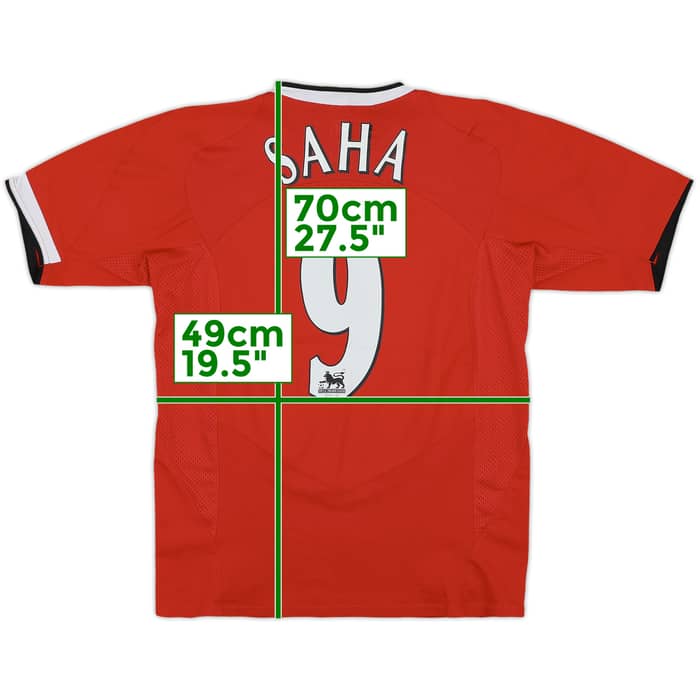 2004-06 Manchester United Home Shirt Saha #9 - 7/10 - (XL.Boys)