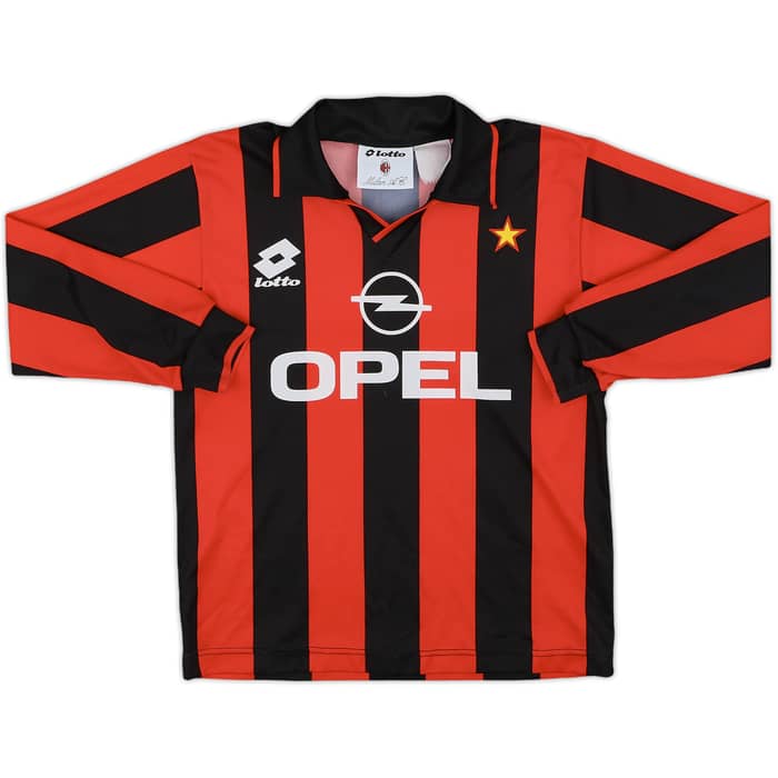 1994-95 AC Milan Home L/S Shirt - 9/10 - (M.Boys)
