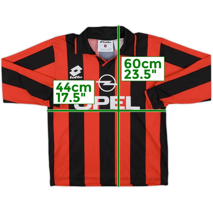 1994-95 AC Milan Home L/S Shirt - 9/10 - (M.Boys)