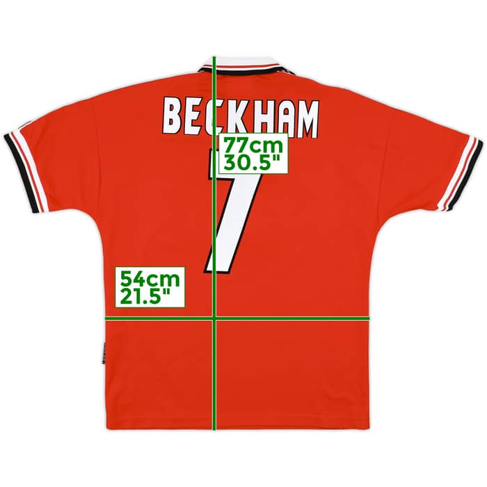 1998-00 Manchester United Home Shirt Beckham #7 - 8/10 - (L)