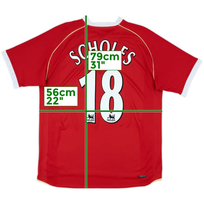 2006-07 Manchester United Home Shirt Scholes #18 - 9/10 - (L)