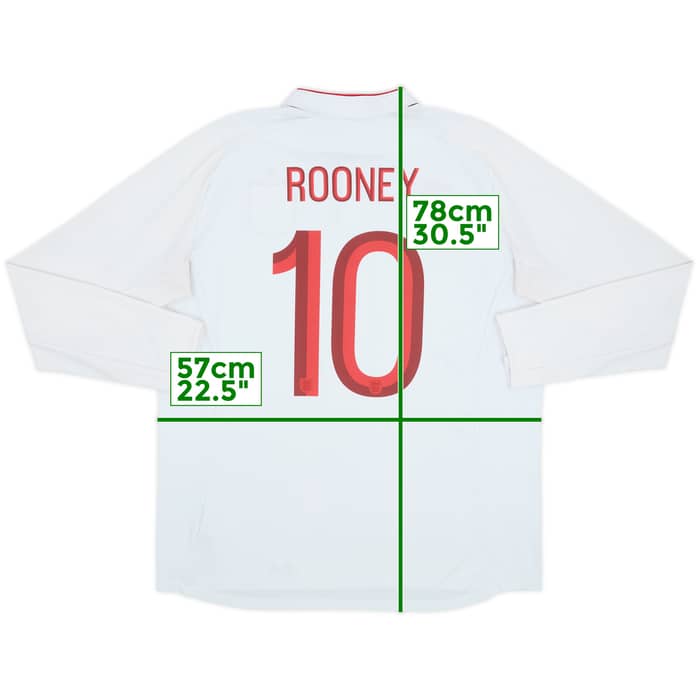 2012-13 England Home L/S Shirt Rooney #10 - 6/10 - (XL)