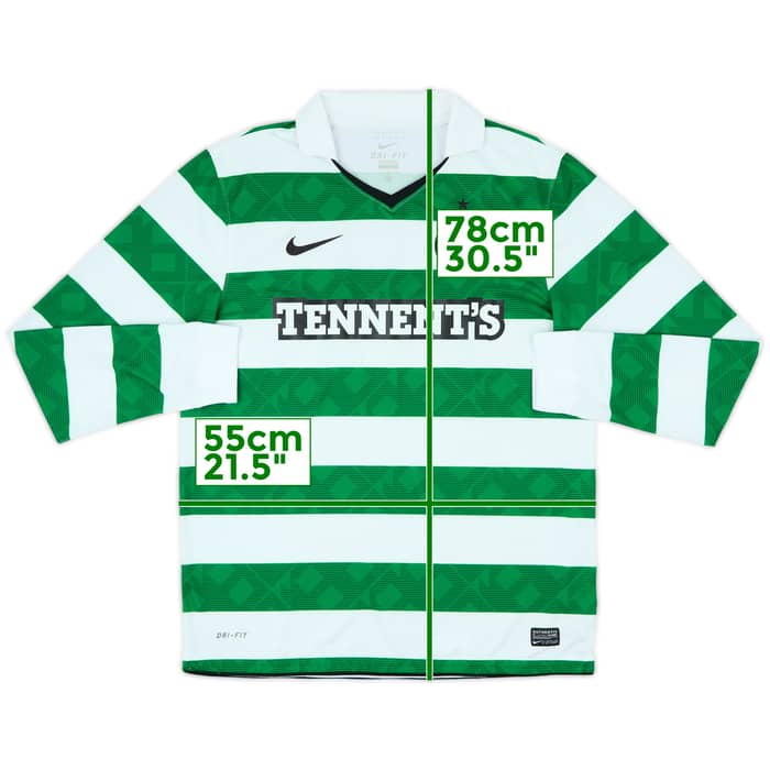 2010-12 Celtic Home L/S Shirt - 9/10 - (L)