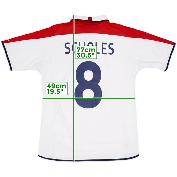 2003-05 England Home Shirt Scholes #8 - 7/10 - (M)