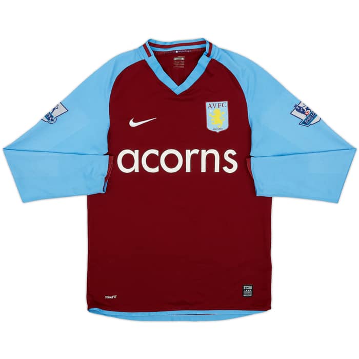2008-09 Aston Villa Home L/S Shirt Young #7 - 5/10 - (S)