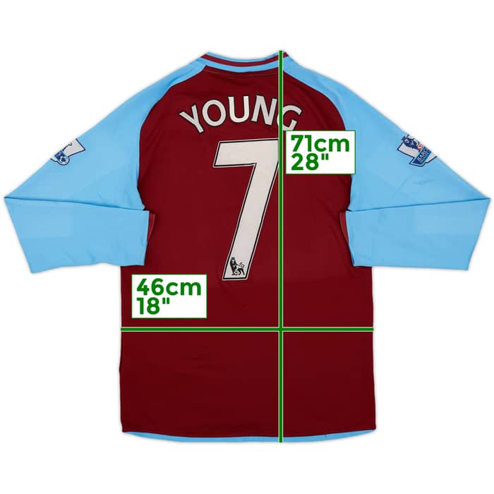 2008-09 Aston Villa Home L/S Shirt Young #7 - 5/10 - (S)
