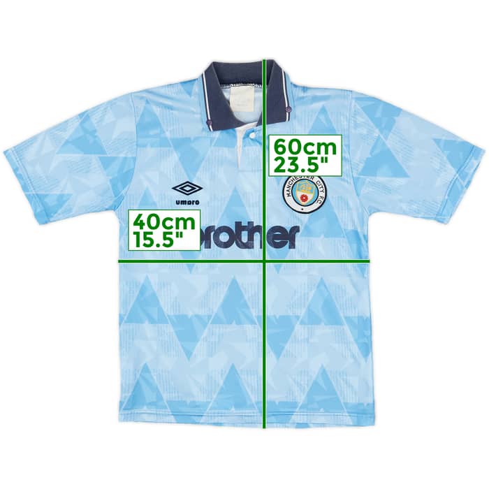 1989-91 Manchester City Home Shirt - 7/10 - (L.Boys)