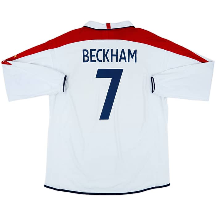 2003-05 England Home L/S Shirt Beckham #7 - 7/10 - (XXL)