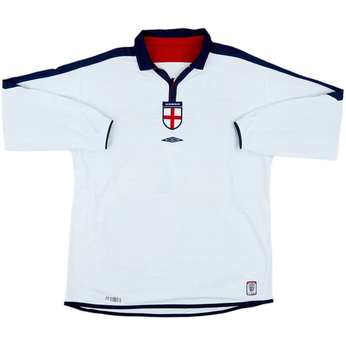 2003-05 England Home L/S Shirt Beckham #7 - 7/10 - (XXL)