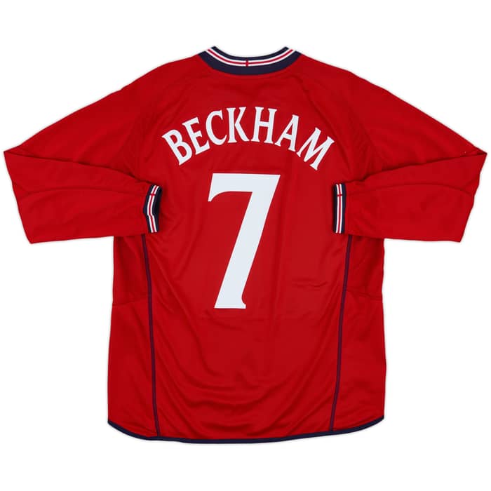2002-04 England Away L/S Shirt Beckham #7 - 6/10 - (L)