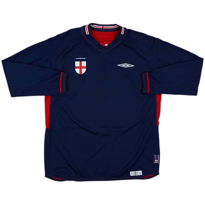 2002-04 England Away L/S Shirt Beckham #7 - 6/10 - (L)