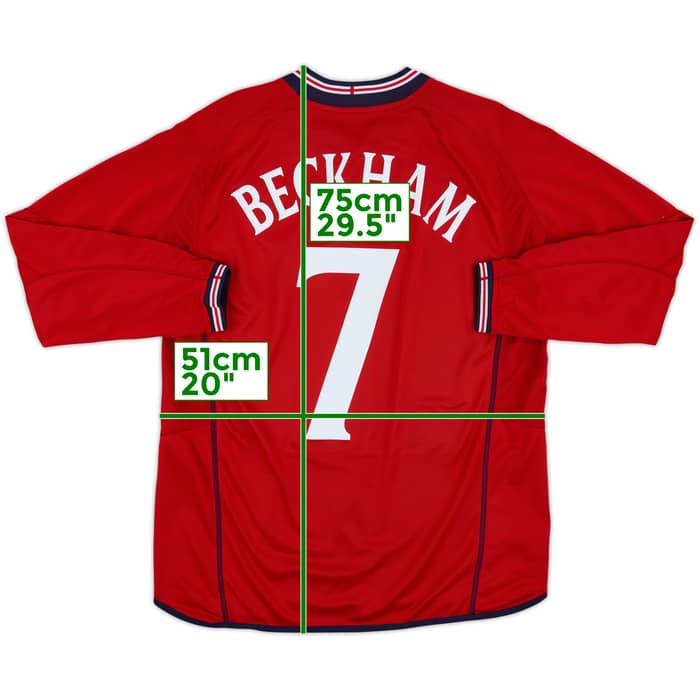 2002-04 England Away L/S Shirt Beckham #7 - 6/10 - (L)