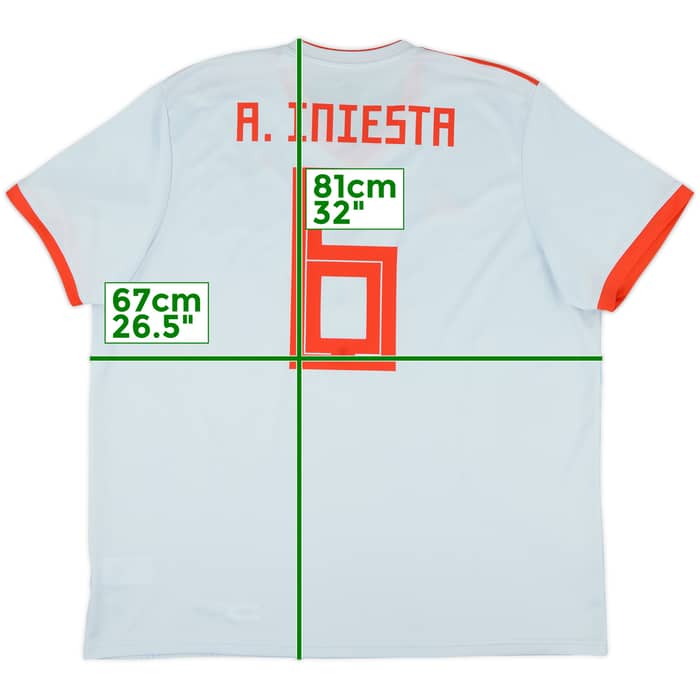 2018-19 Spain Away Shirt A.Iniesta #6 - 9/10 - (XXL)