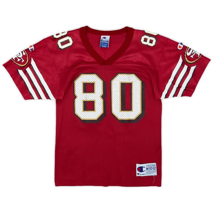 1996-00 San Francisco 49ers Rice #80 Champion Home Jersey - 6/10 - (M.Boys)