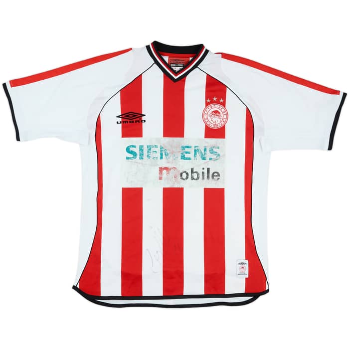 2001-02 Olympiakos Signed Home Shirt Karembeu #8 - 4/10 - (M)