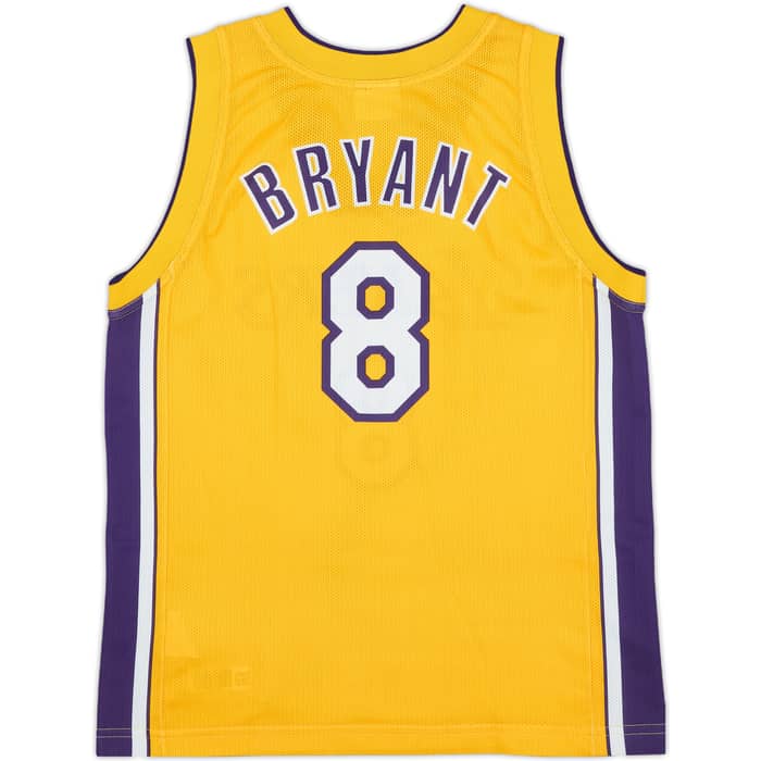 1999-06 LA Lakers Bryant #8 Champion Home Jersey - 9/10 - (M.Boys)