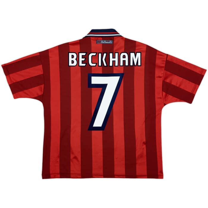 1997-99 England Away Shirt Beckham #7 - 8/10 - (L.Boys)