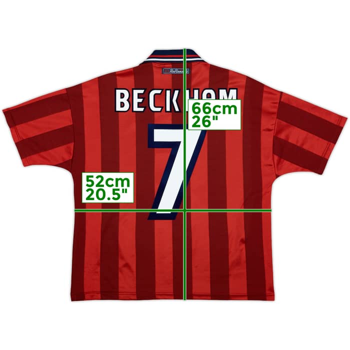 1997-99 England Away Shirt Beckham #7 - 8/10 - (L.Boys)