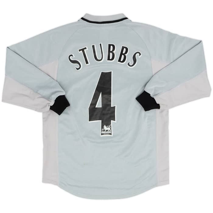 2001-02 Everton Away L/S Shirt & Shorts Stubbs #4 - 8/10 - (M.Boys)