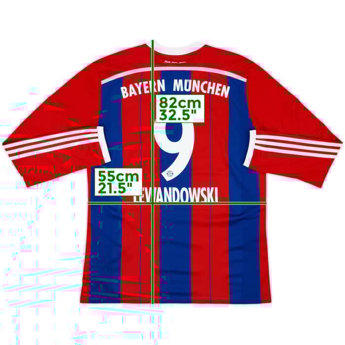 2014-15 Bayern Munich Home L/S Shirt Lewandowski #9 - 6/10 - (XL)