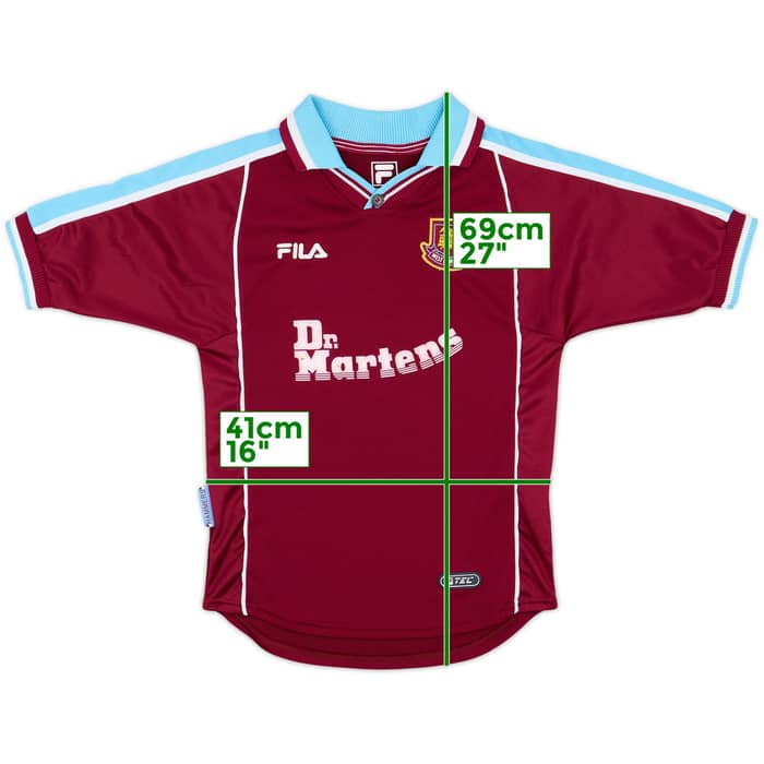 1999-01 West Ham Home Shirt - 8/10 - (L.Boys)