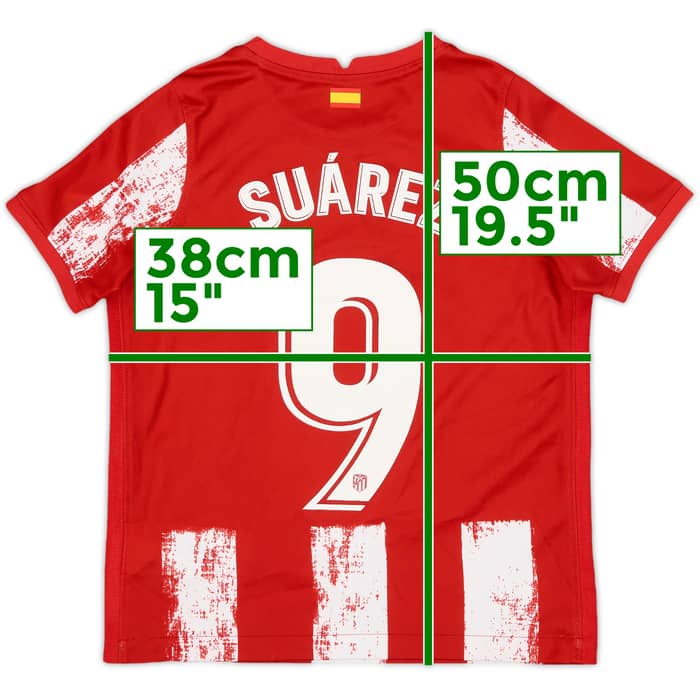2021-22 Atletico Madrid Home Shirt Suarez #9 - 8/10 - (S.Boys)