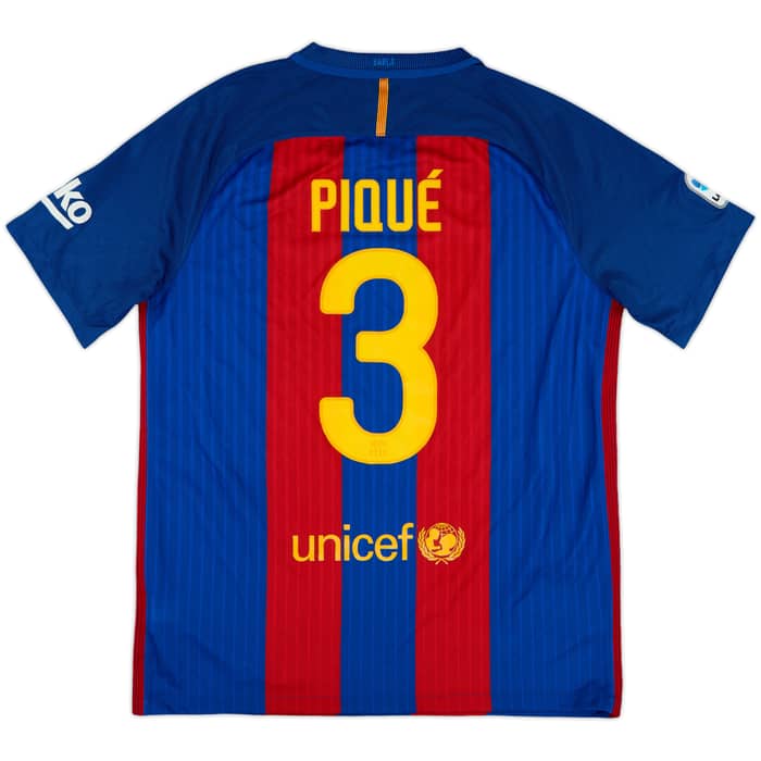 2016-17 Barcelona Home Shirt Pique #3 - 8/10 - (L)