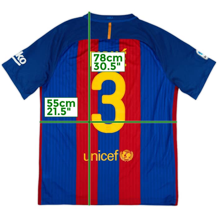 2016-17 Barcelona Home Shirt Pique #3 - 8/10 - (L)