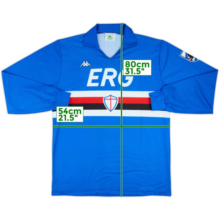 1989-90 Sampdoria Home L/S Shirt - 8/10 - (XL)