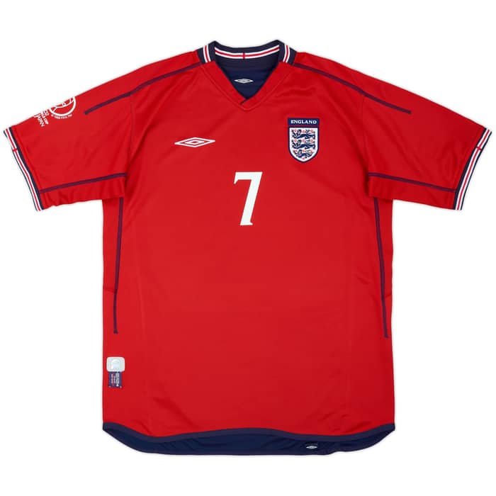 2002-04 England Away Shirt Beckham #7 - 8/10 - (L)