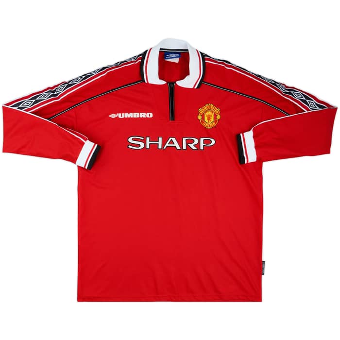 1998-00 Manchester United Home L/S Shirt Beckham #7 - 8/10 - (XL)