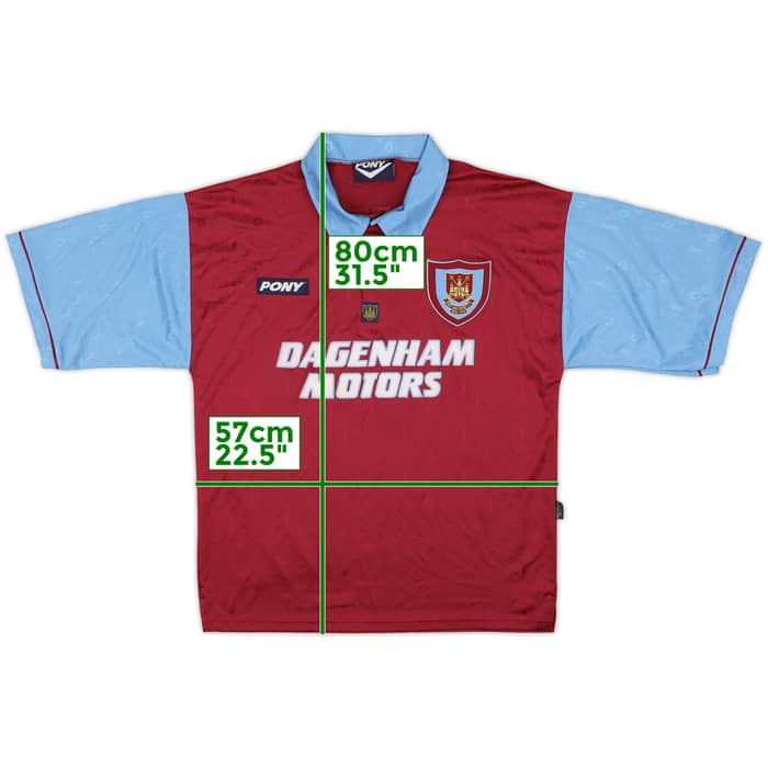 1995-97 West Ham Centenary Home Shirt Cottee #9 - 5/10 - (L)