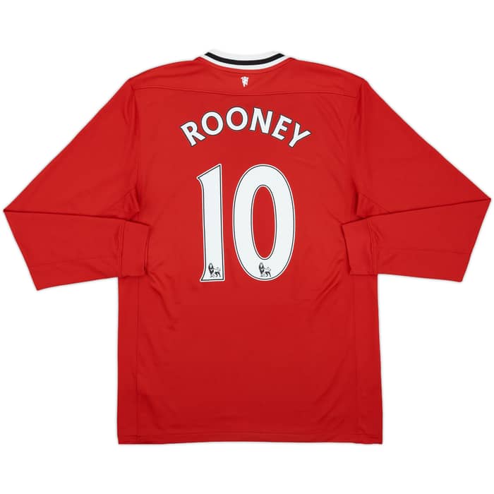 2011-12 Manchester United Home L/S Shirt Rooney #10 - 8/10 - (M)