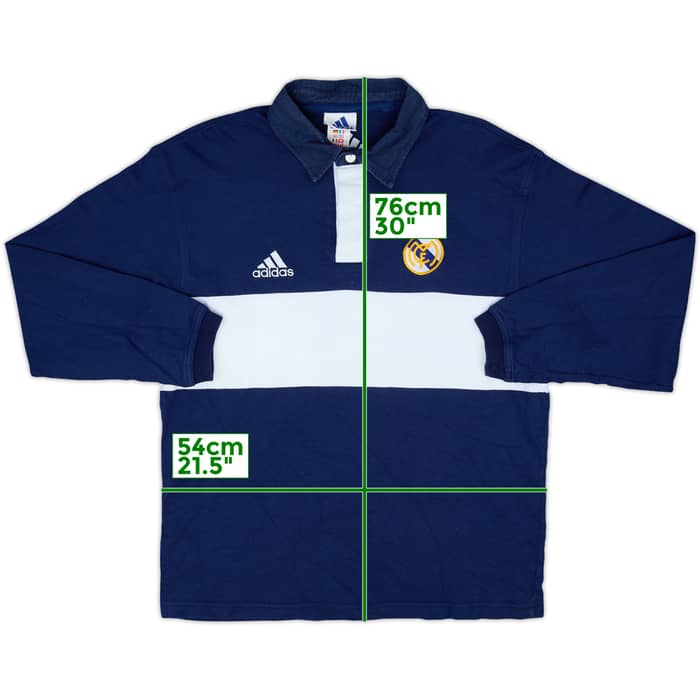 2000-01 Real Madrid adidas Polo L/S Shirt - 8/10 - (M)
