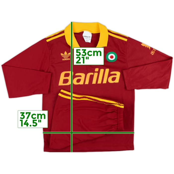 1991-92 Roma Home L/S Shirt and Shorts - 10/10 - (XXS)