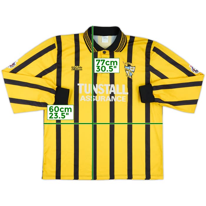 1994-95 Port Vale Match Issue Signed Away L/S Shirt #3 (Tankard)