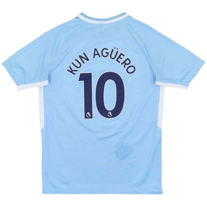 2017-18 Manchester City Home Shirt Kun Aguero #10 - 5/10 - (L.Boys)