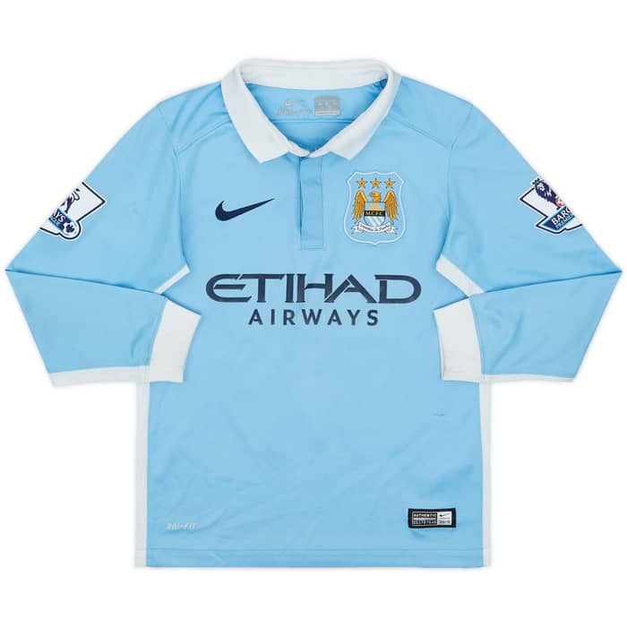 2015-16 Manchester City Home L/S Shirt Kun Aguero #10 - 6/10 - (S.Boys)