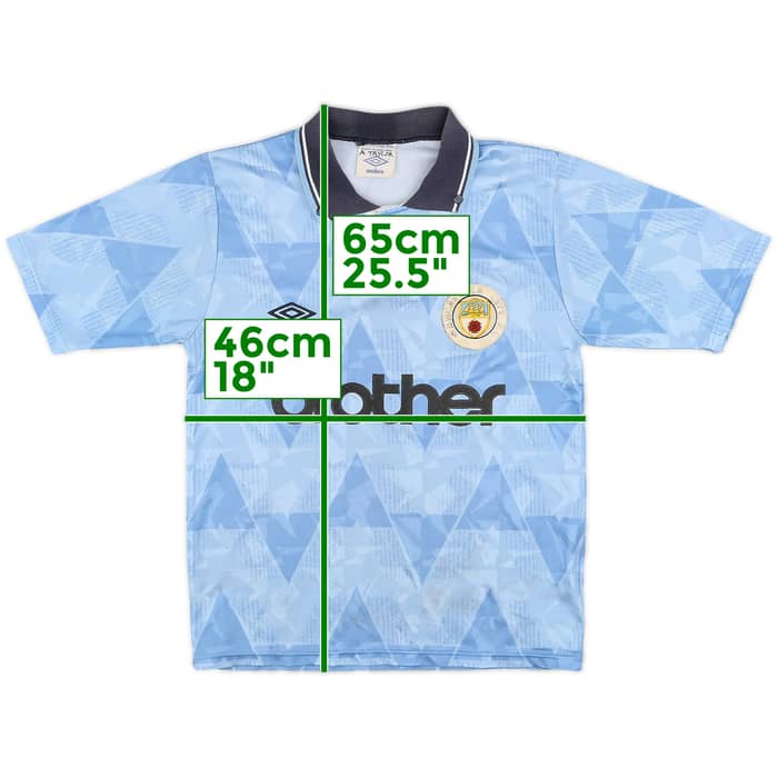 1989-91 Manchester City Home Shirt #7 - 5/10 - (L.Boys)