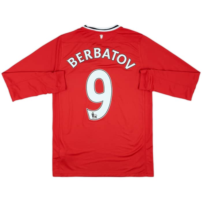 2011-12 Manchester United Home L/S Shirt Berbatov #9 - 7/10 - (XL.Boys)