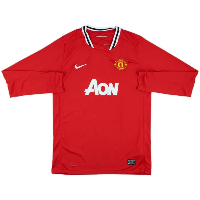 2011-12 Manchester United Home L/S Shirt Berbatov #9 - 7/10 - (XL.Boys)
