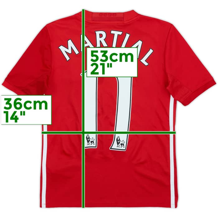 2016-17 Manchester United Home Shirt Martial #11 - 8/10 - (S.Boys)