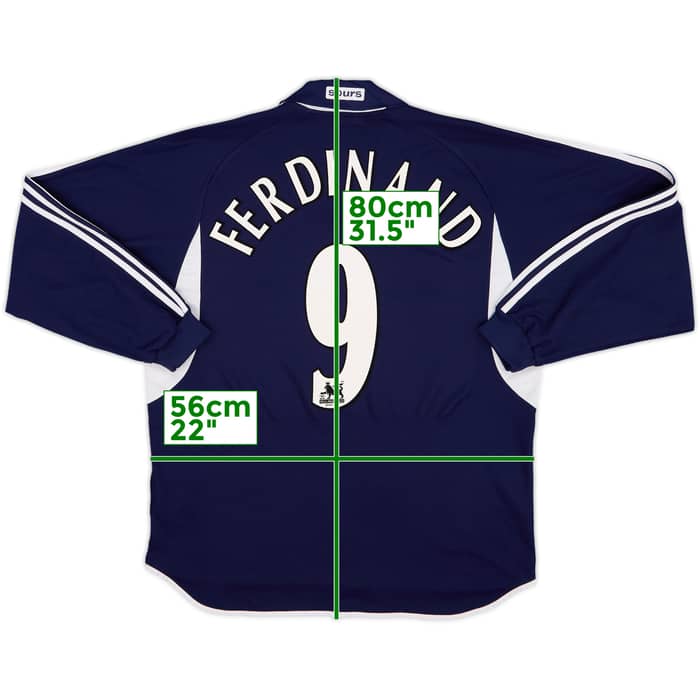 2000-01 Tottenham Away L/S Shirt Ferdinand #9 - 8/10 - (L)