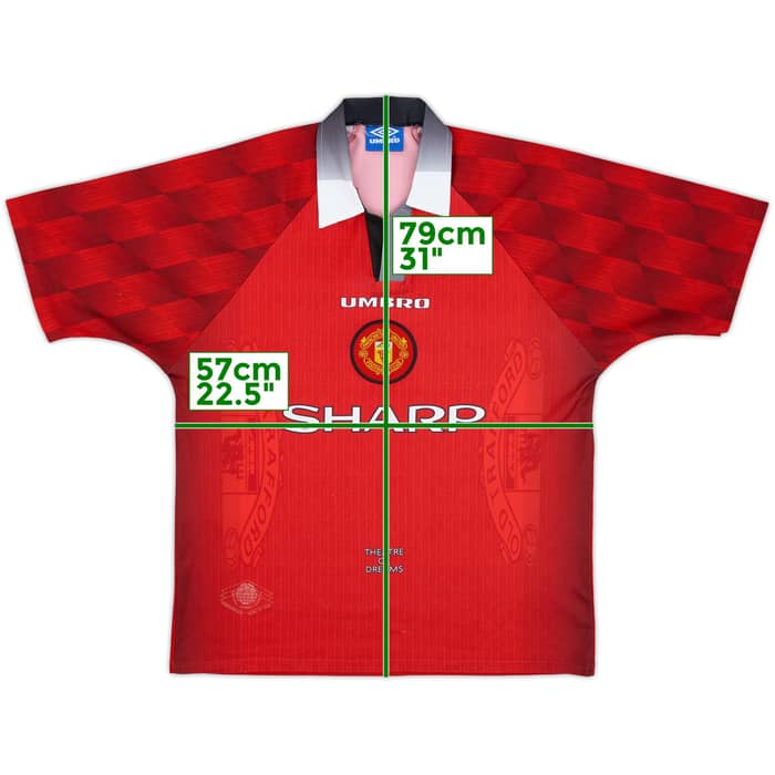 1996-98 Manchester United Home Shirt #7 - 7/10 - (XL)